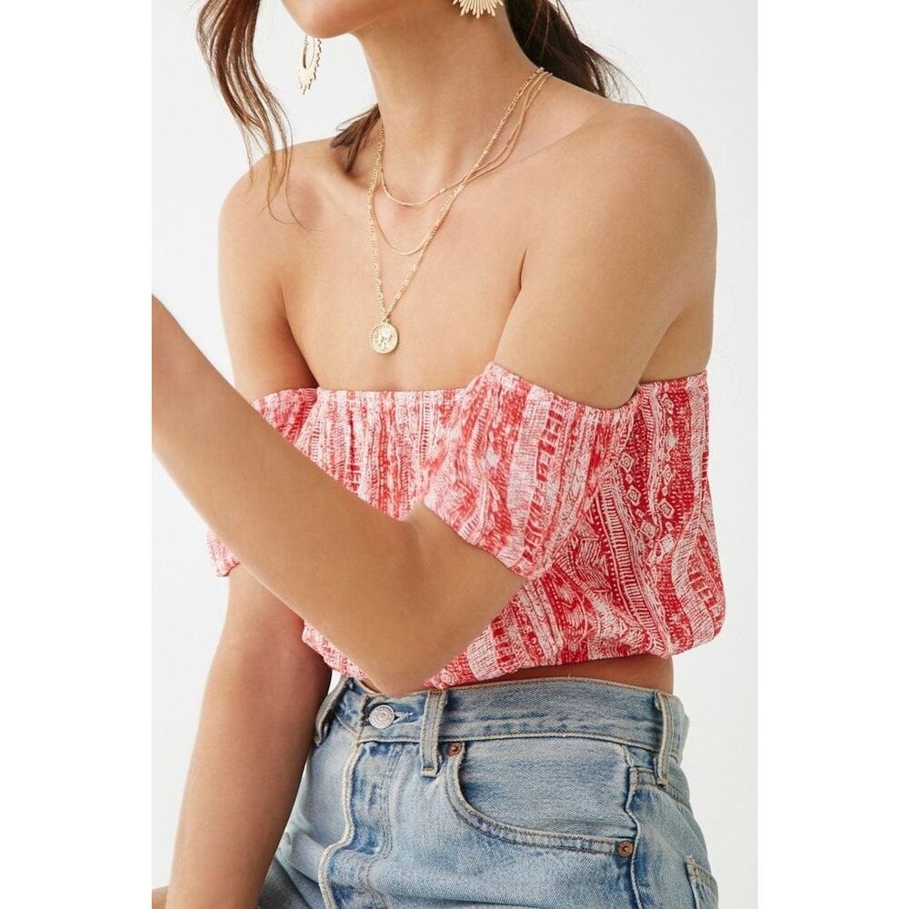Forever 21 Red White Crop Top Women’s Small